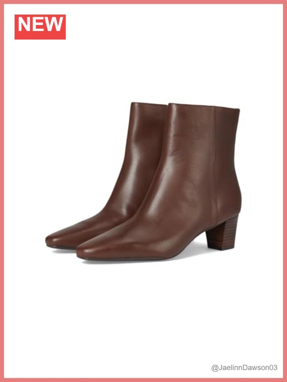 Leather Ankle Booties with Square Toe and Side Zip